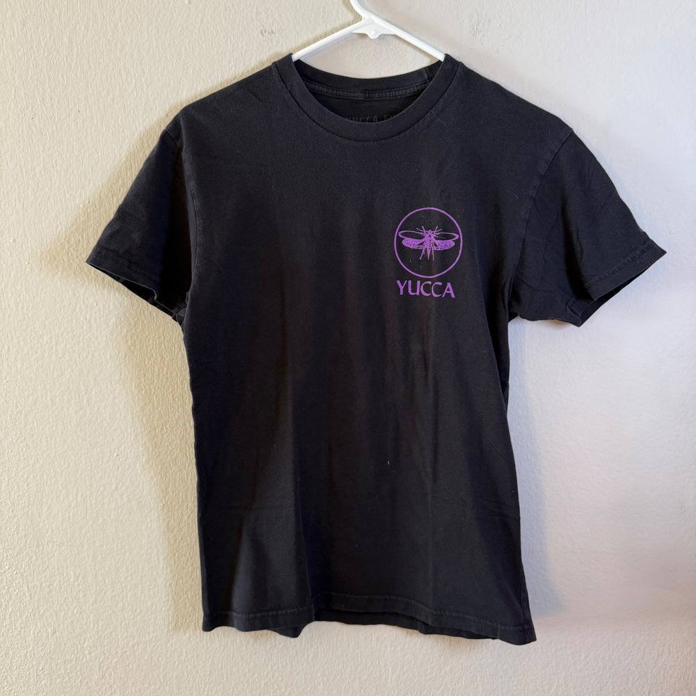 Yucca Fins Mens Small Black‎ Purple Moth Graphic T-Shirt Costa Mesa Surf Tee USA
